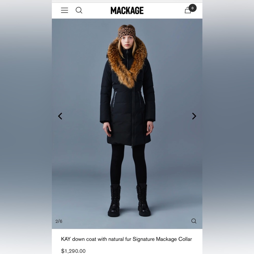 KAY down coat with natural fur Signature Mackage Collar